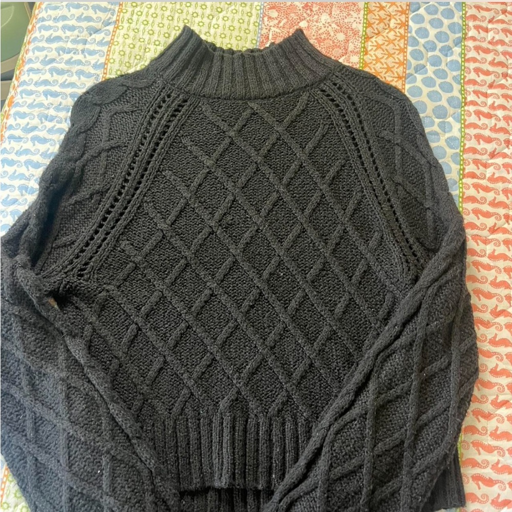 American Eagle Outfitters Charcoal Cable Knit Turtleneck Sweater
